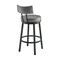 Armen Living Dalza Swivel Counter Stool in Black Finish with Gray Faux Leather 840254333543 - alternate 2